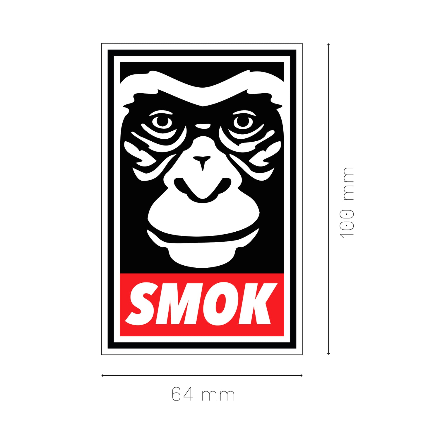 dimensions sticker Chimpansee